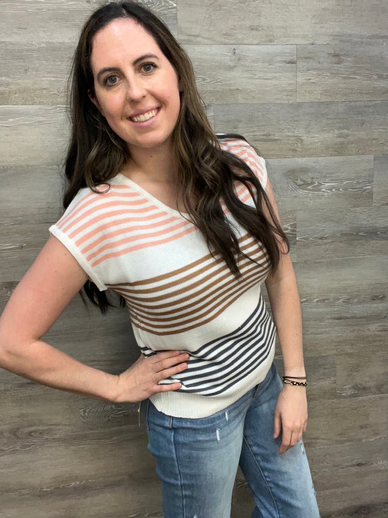 Sleeveless Multi Color Striped Sweater FINAL SALE