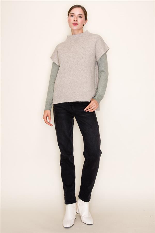 Mock Neck Drop Shoulder Sweater