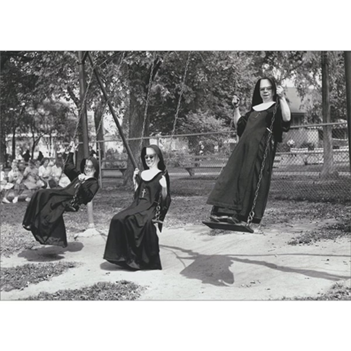 Nuns On Swings Birthday Card