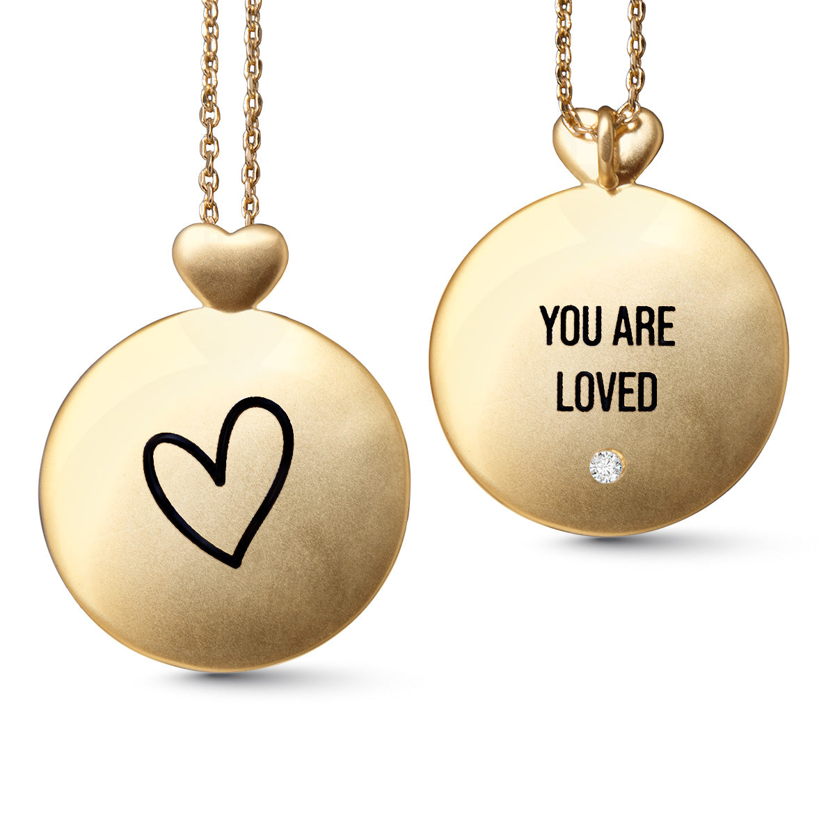 Gold Necklace w/ Heart Loved Pendant