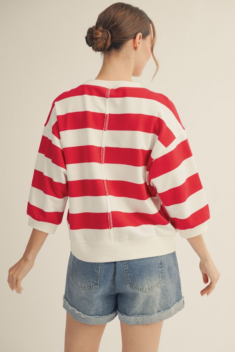 Bold Stripe 3/4 Sleeve Top