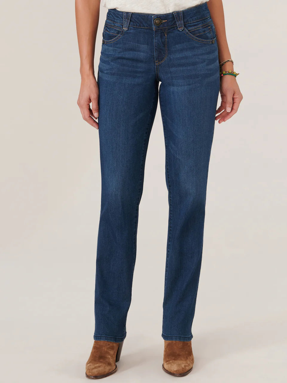 Petite Indigo Wash Straight Jeans