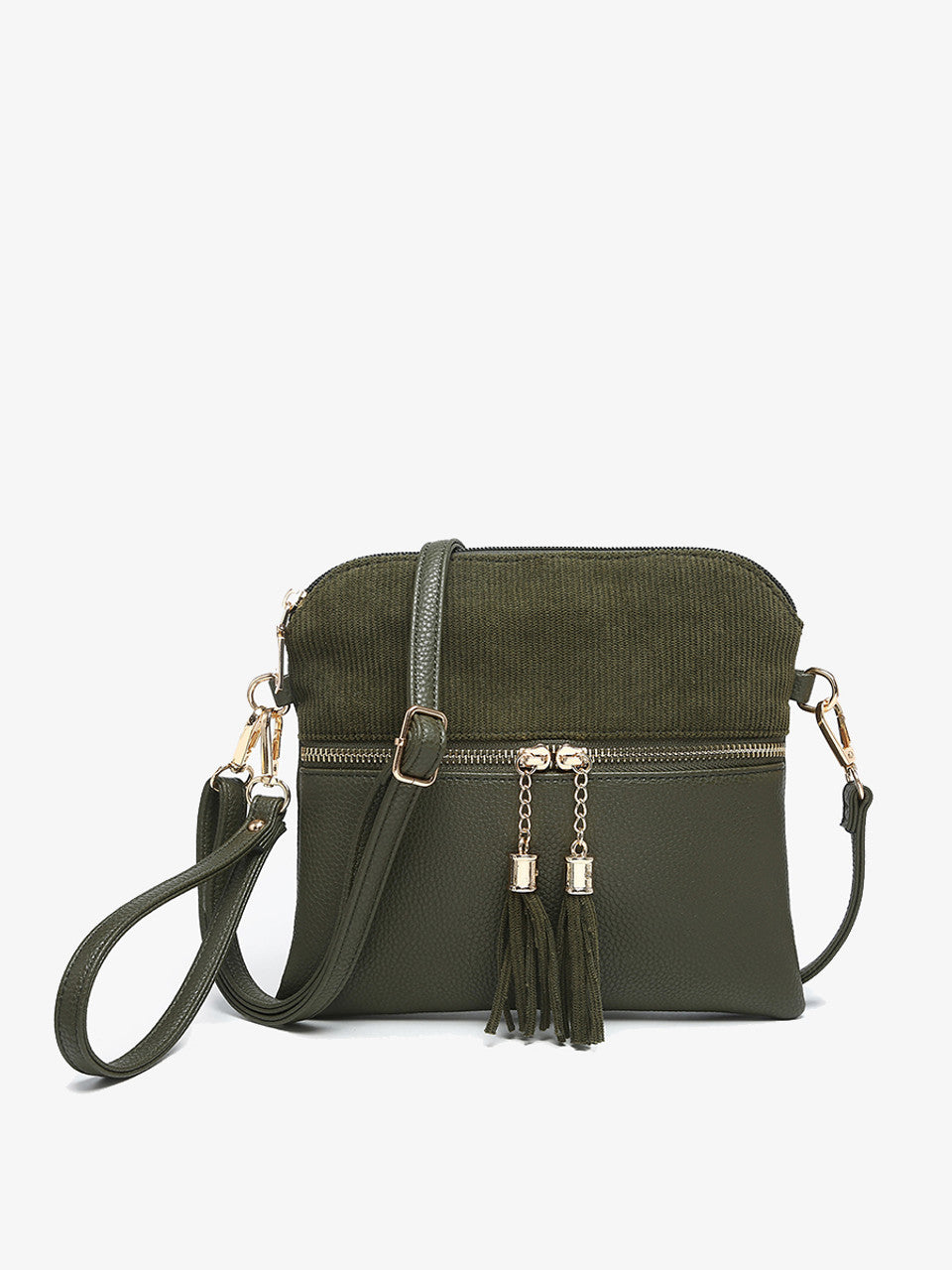Tara Corduroy Double Zip Crossbody/Wristlet