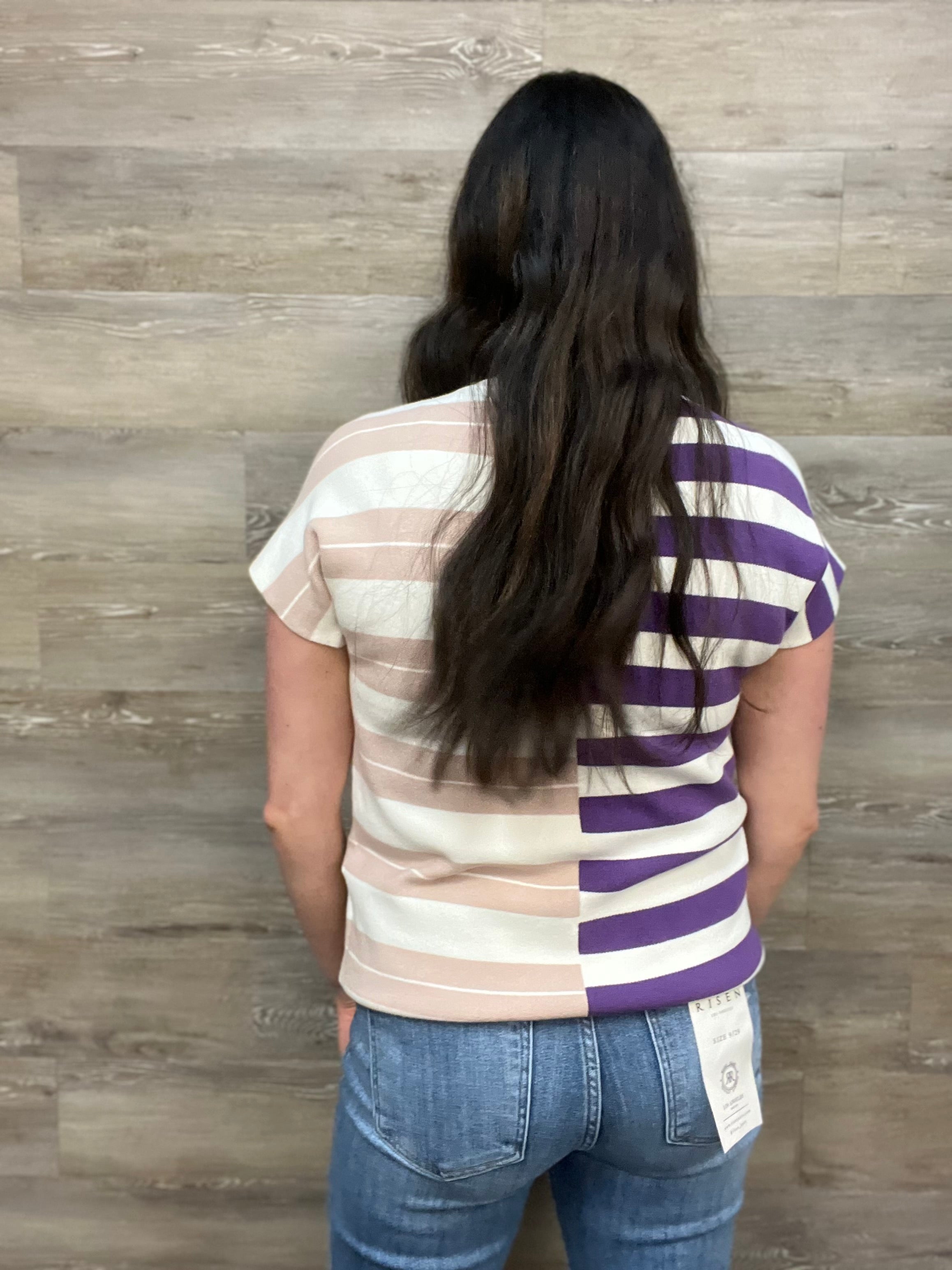 Color Block Short Sleeve Sweater FINAL SALE