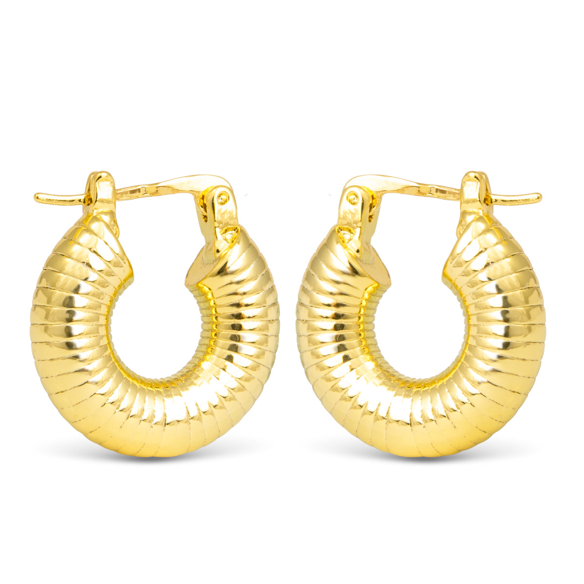 Alyson Polished Ribbed Gold Hoops