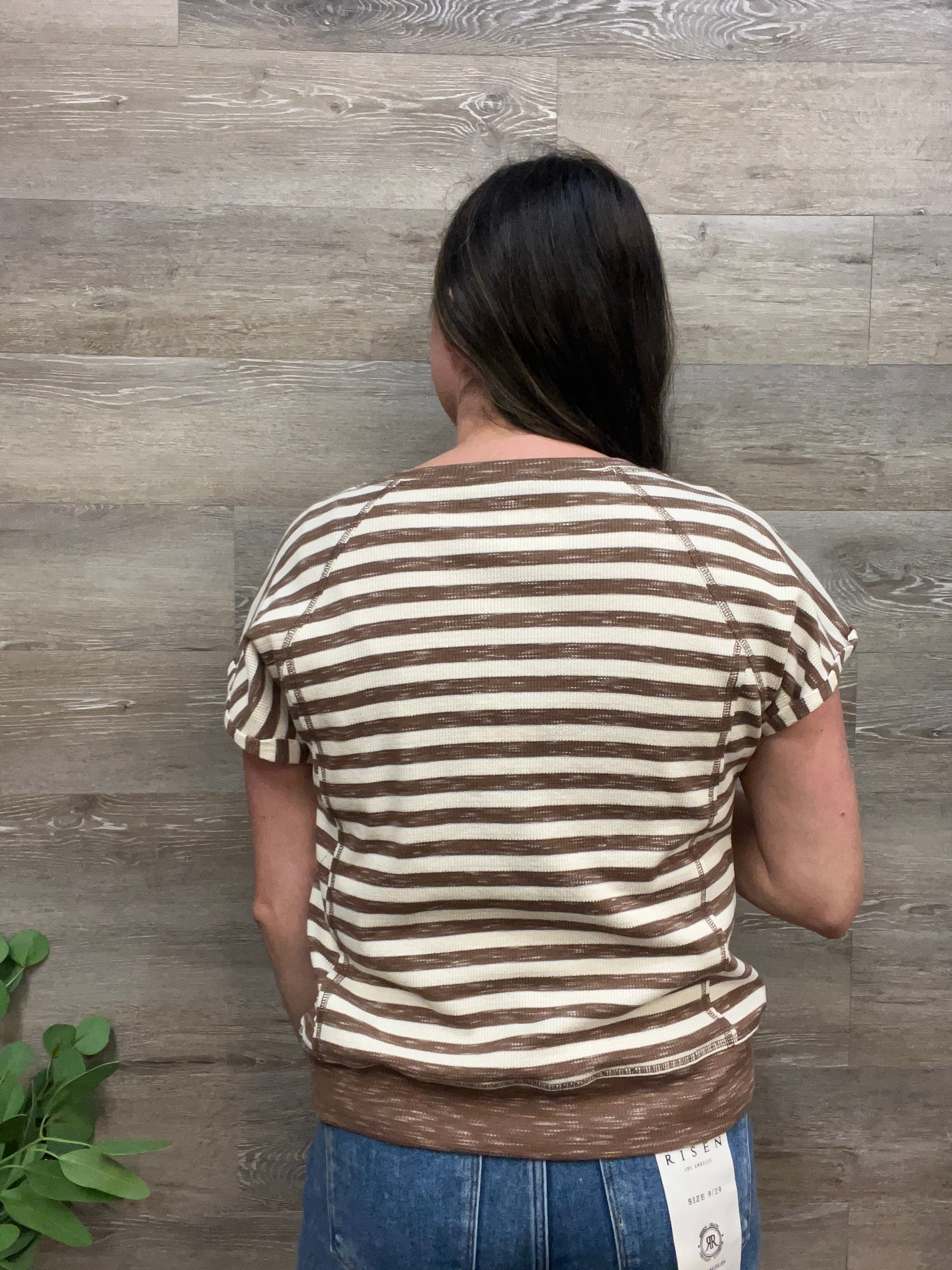 Exposed Stitching Stripe Top