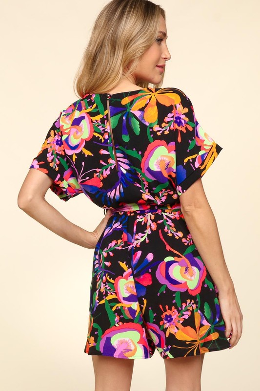 V-Neck Floral Woven Romper FINAL SALE