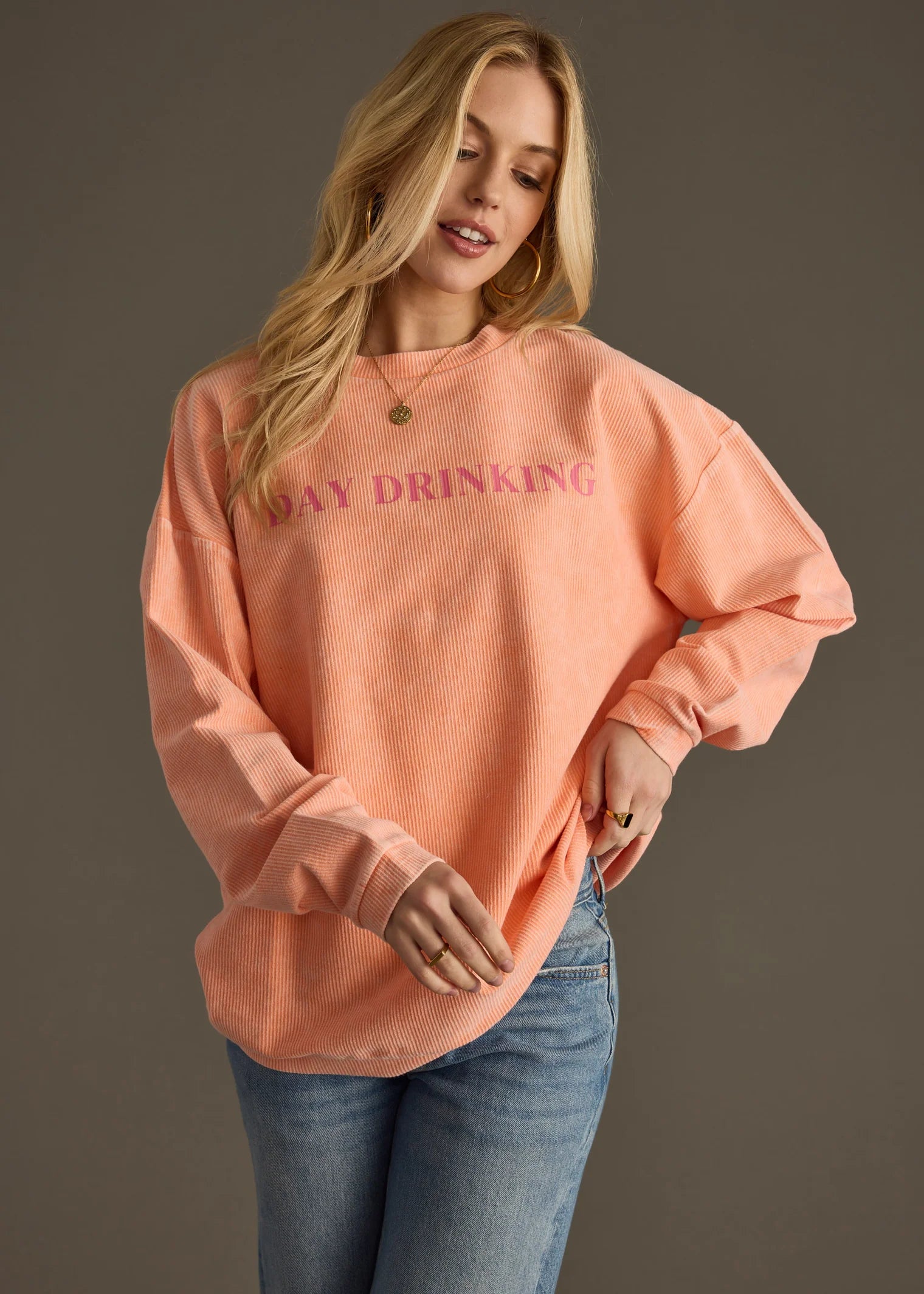 Day Drinking Ribbed Sweatshirt FINAL SALE