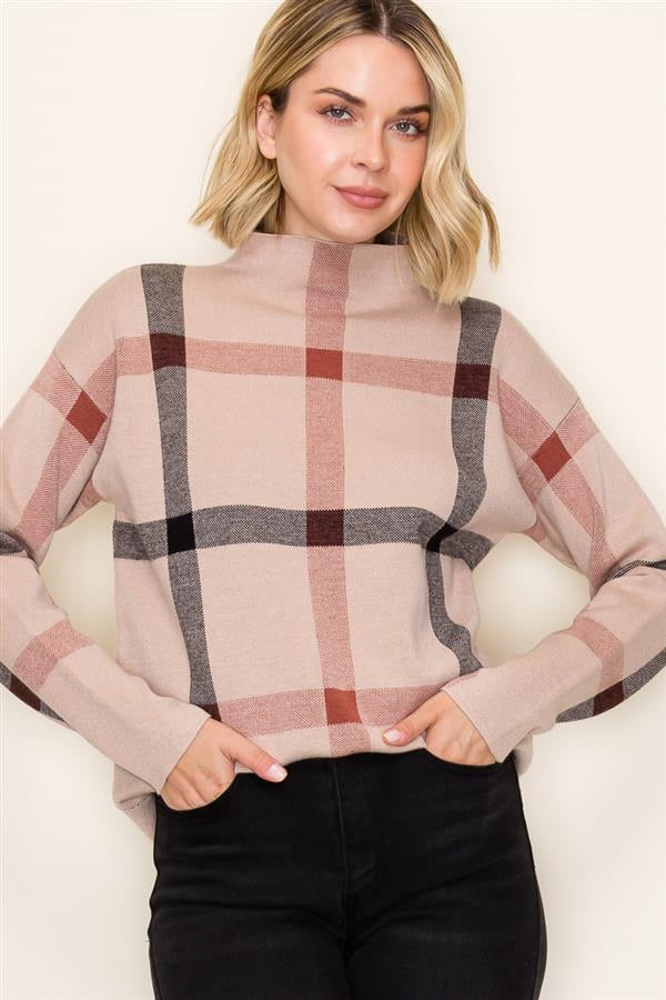 Checker Jacquard Pullover Sweater