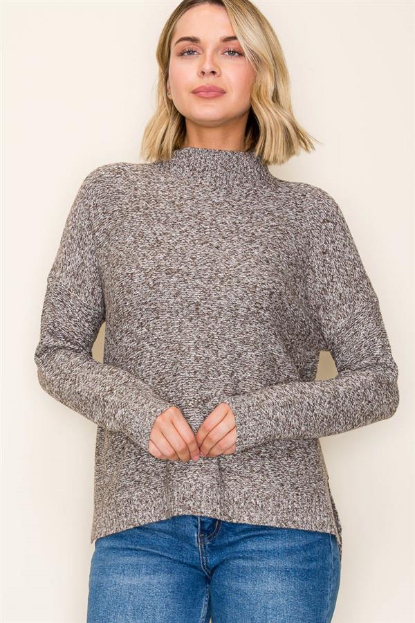 Mock Neck Boxy Pullover Sweater