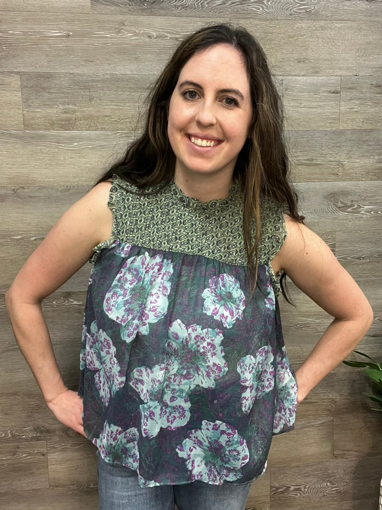 Ruffled Floral Print Top FINAL SALE