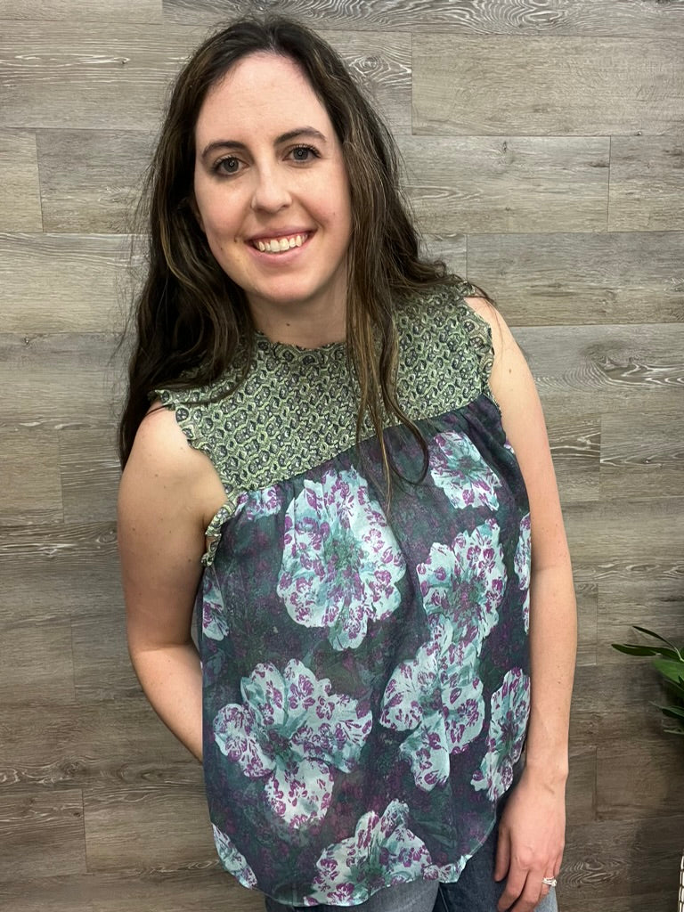Ruffled Floral Print Top FINAL SALE