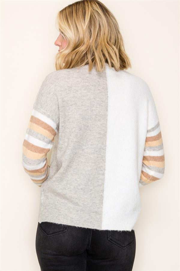Multi Color Block V-Neck Sweater