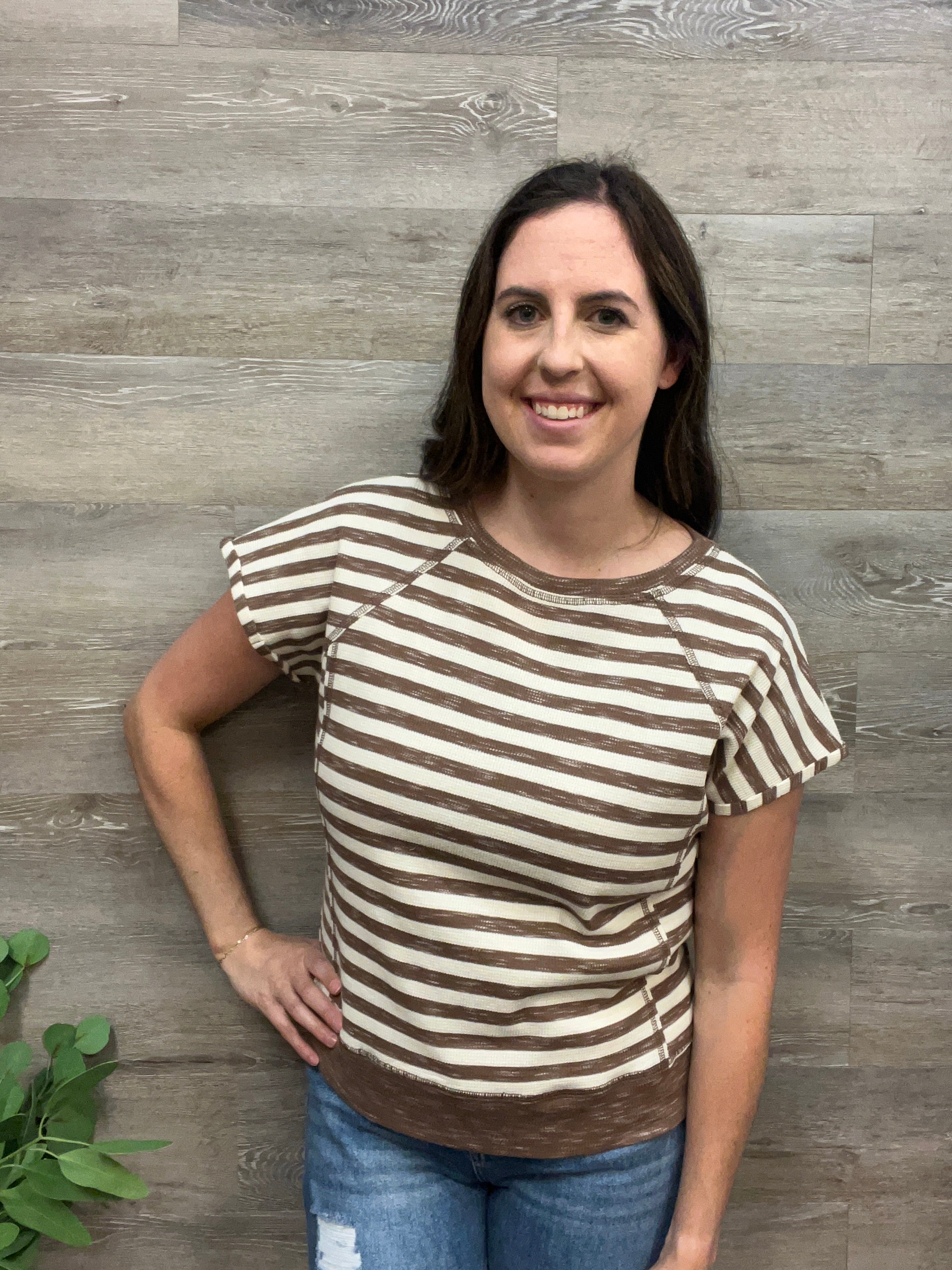 Exposed Stitching Stripe Top