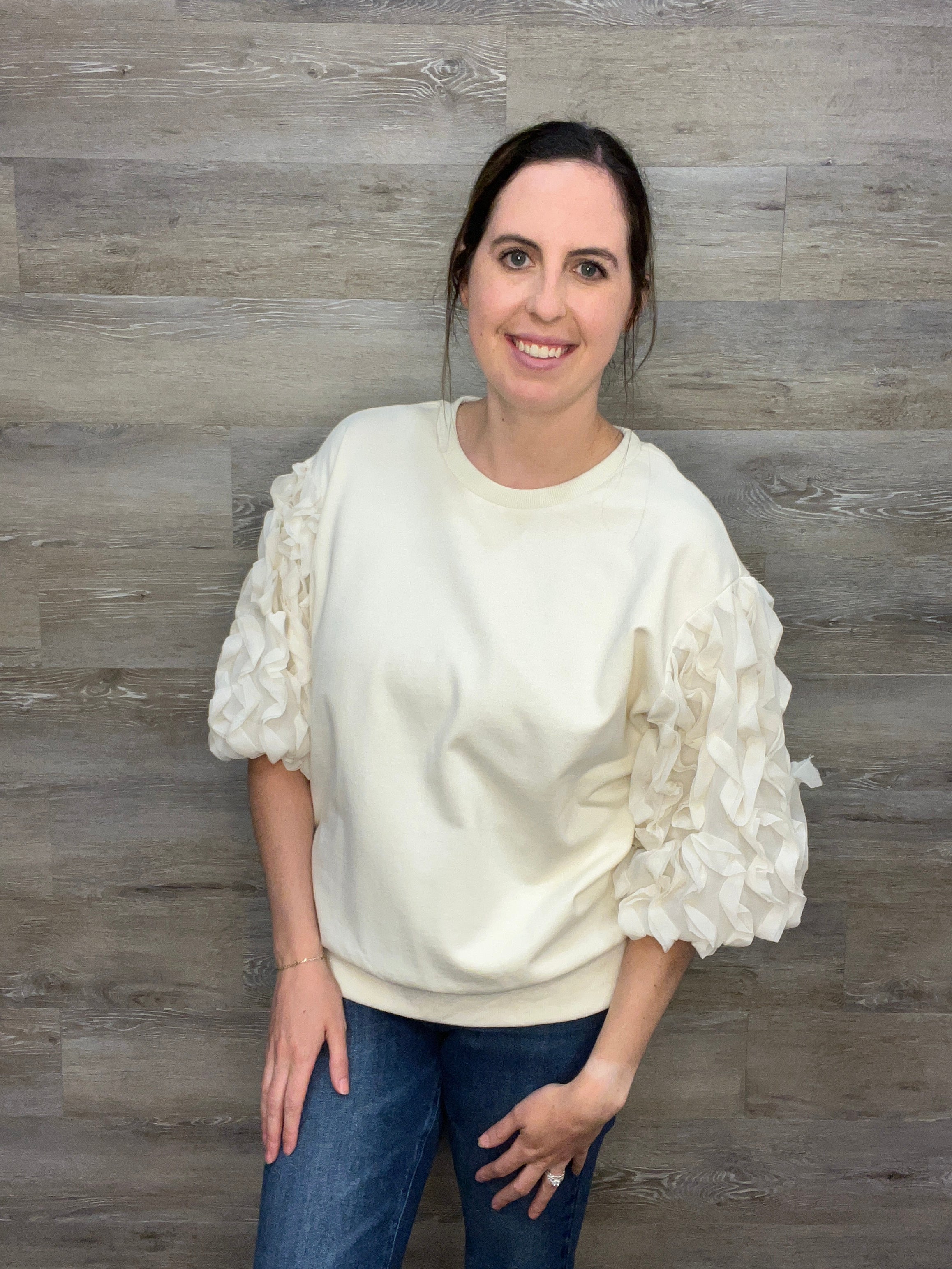 Half Bubble Sleeve Top