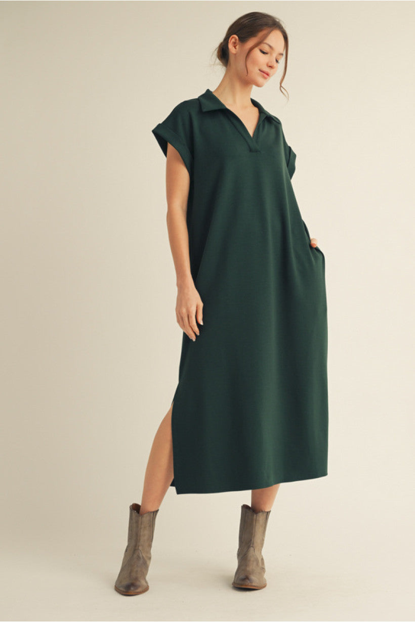 Solid Color Midi Dress