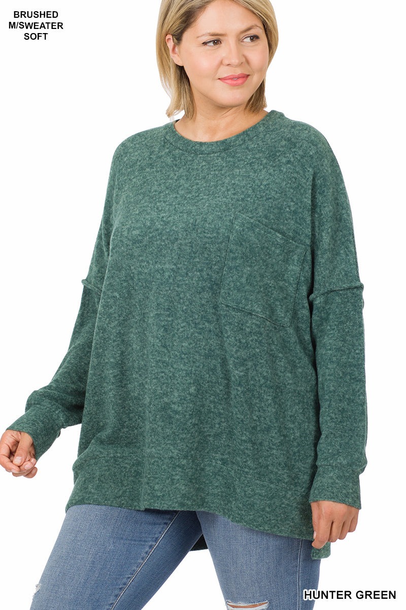 Plus Brushed Melange Oversized Top