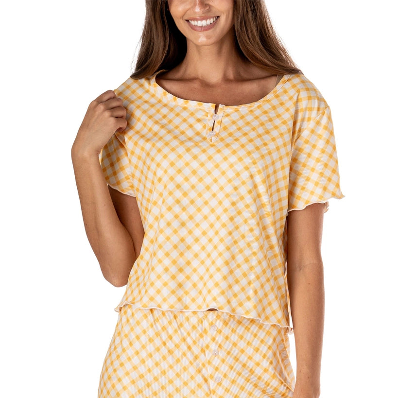 Hello Mello Hello Sunshine Ribbed Pajama Top