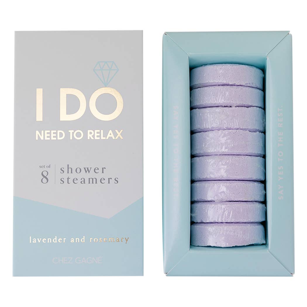 I DO Need To Relax Bridal Shower Steamers by Chez Gagné — a set of 8 lavender and rosemary aromatherapy shower steamers made with premium essential oils, perfect for bridal shower gifts