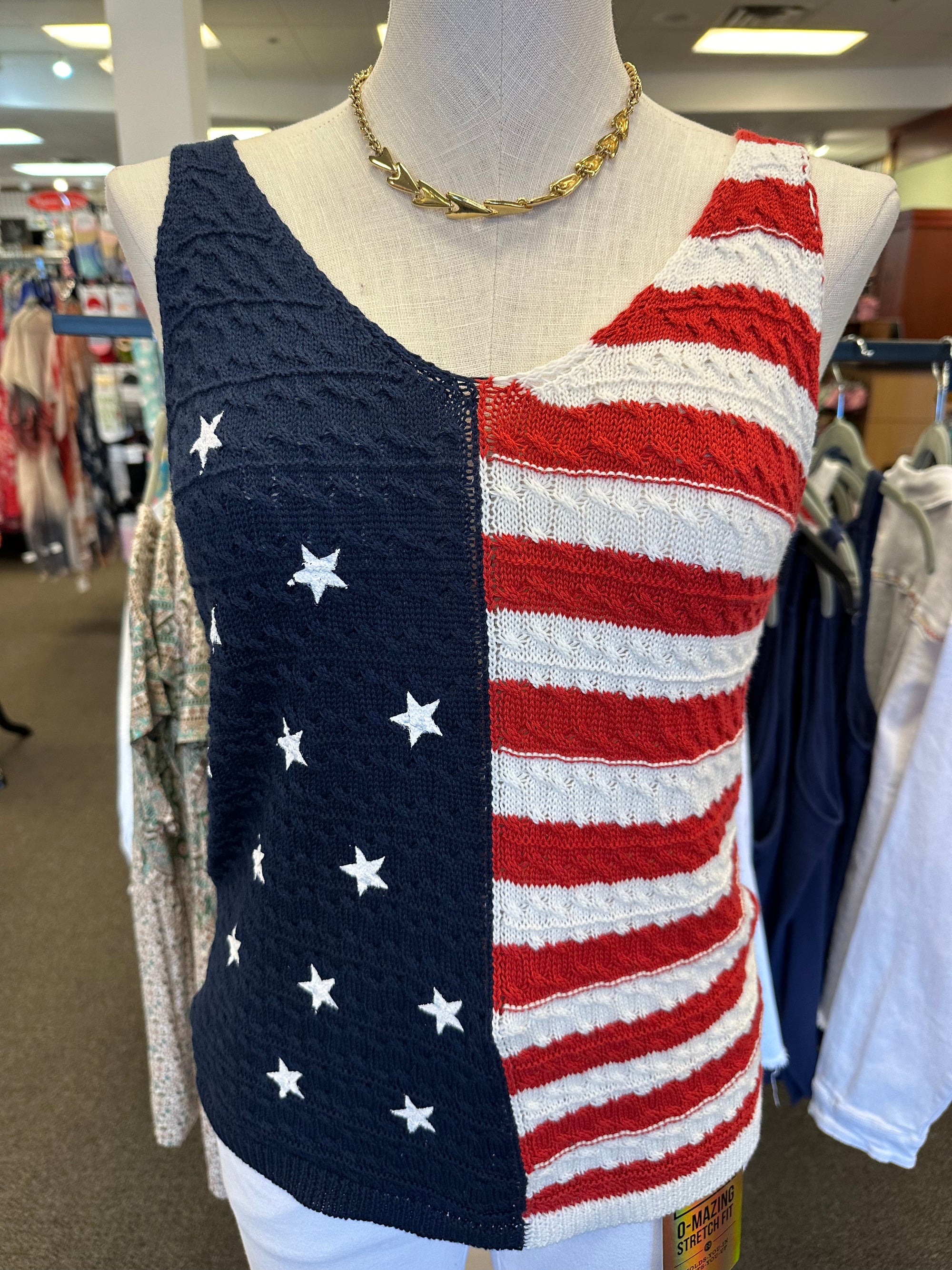 American Flag Tank Sweater Top