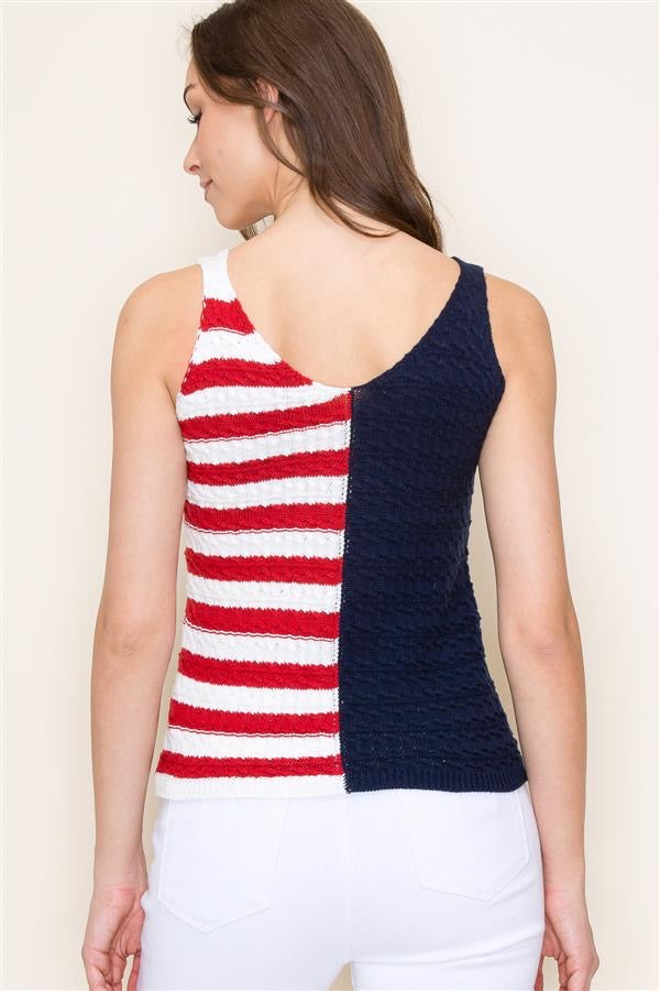 American Flag Tank Sweater Top