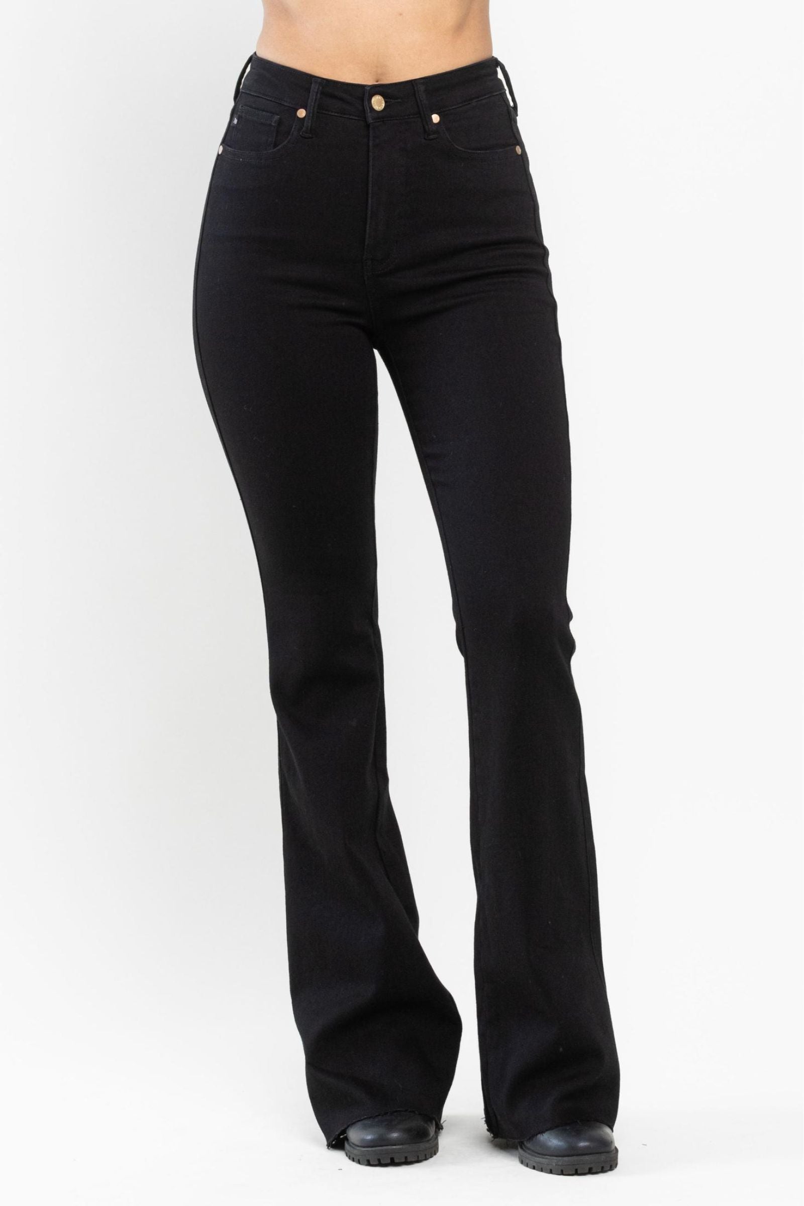 Judy Blue Tummy Control Cut Hem Flare Jeans FINAL SALE