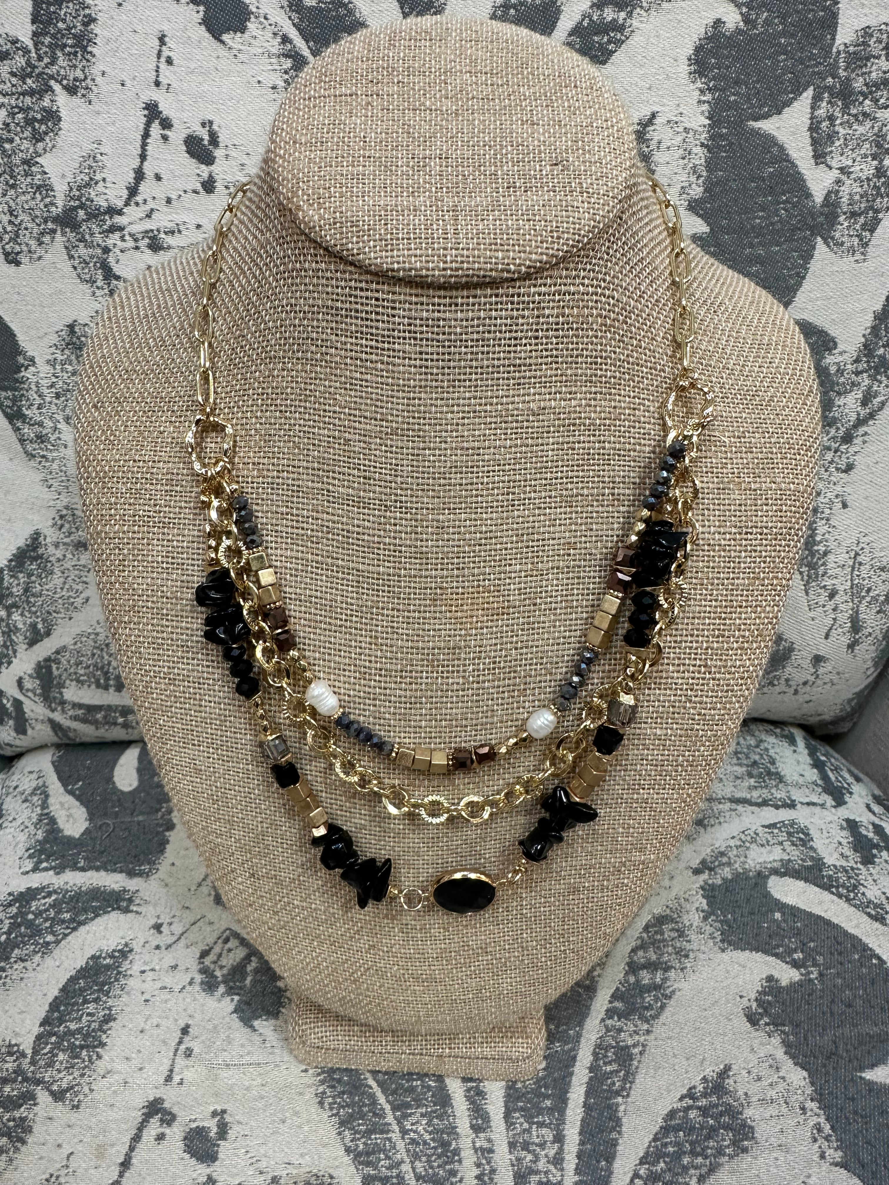 Beaded Gold Necklace