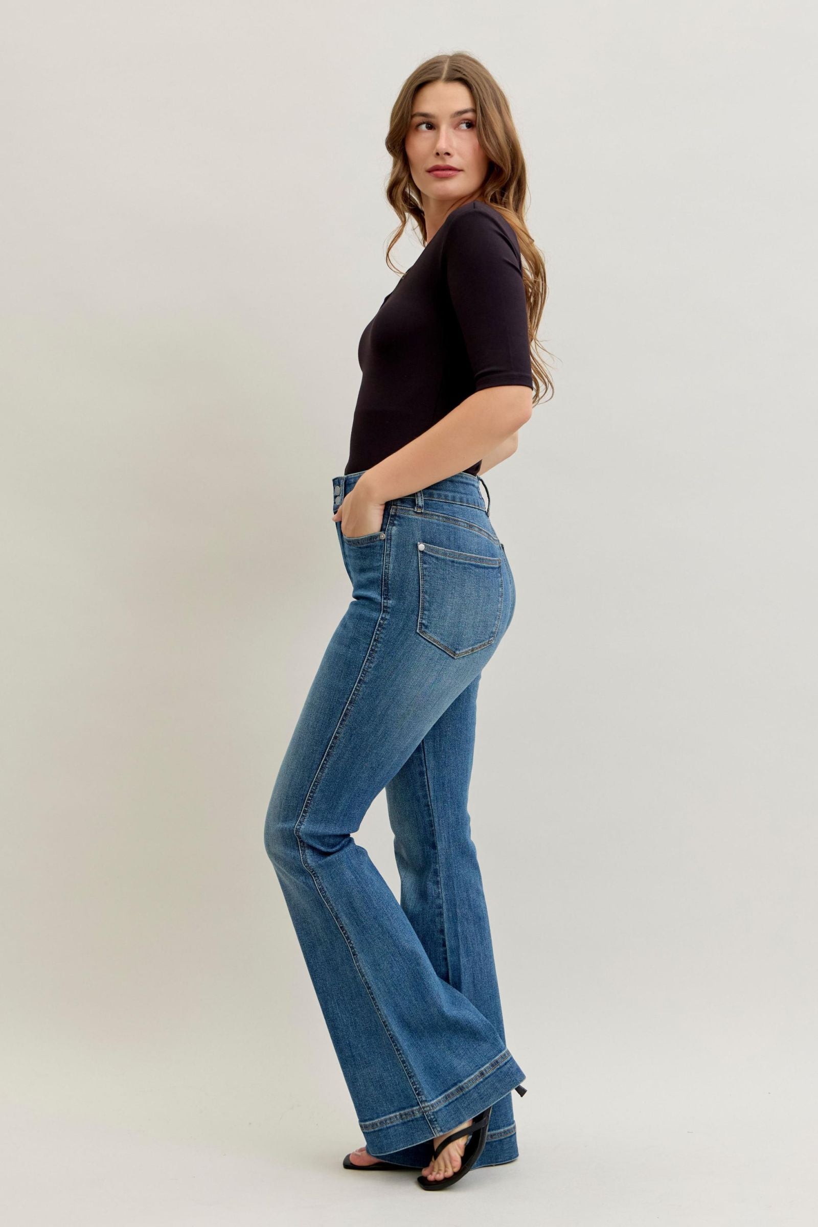 Judy Blue Flare Double Button Jeans