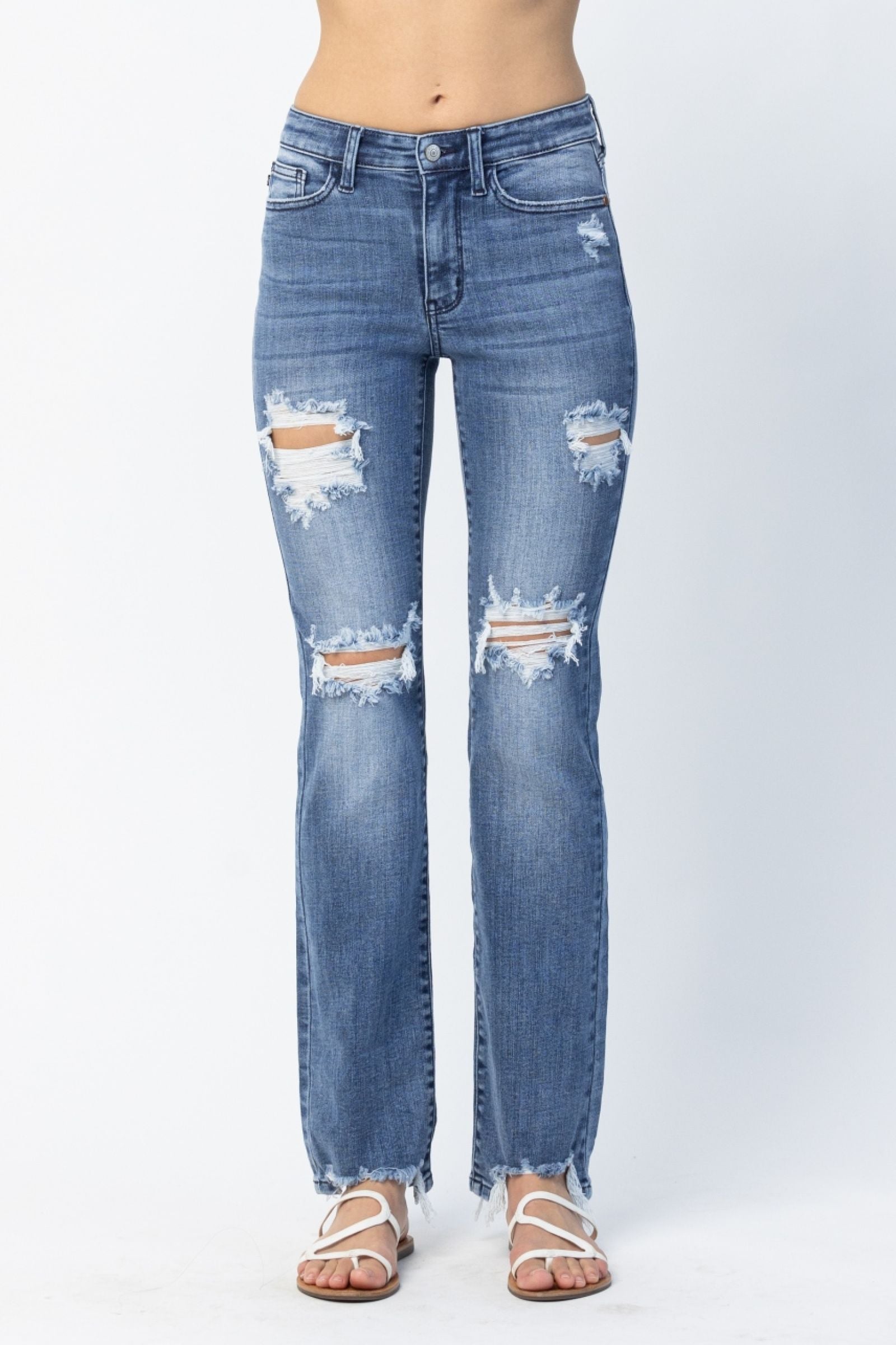 Judy Blue Destroyed Straight Cut Jeans