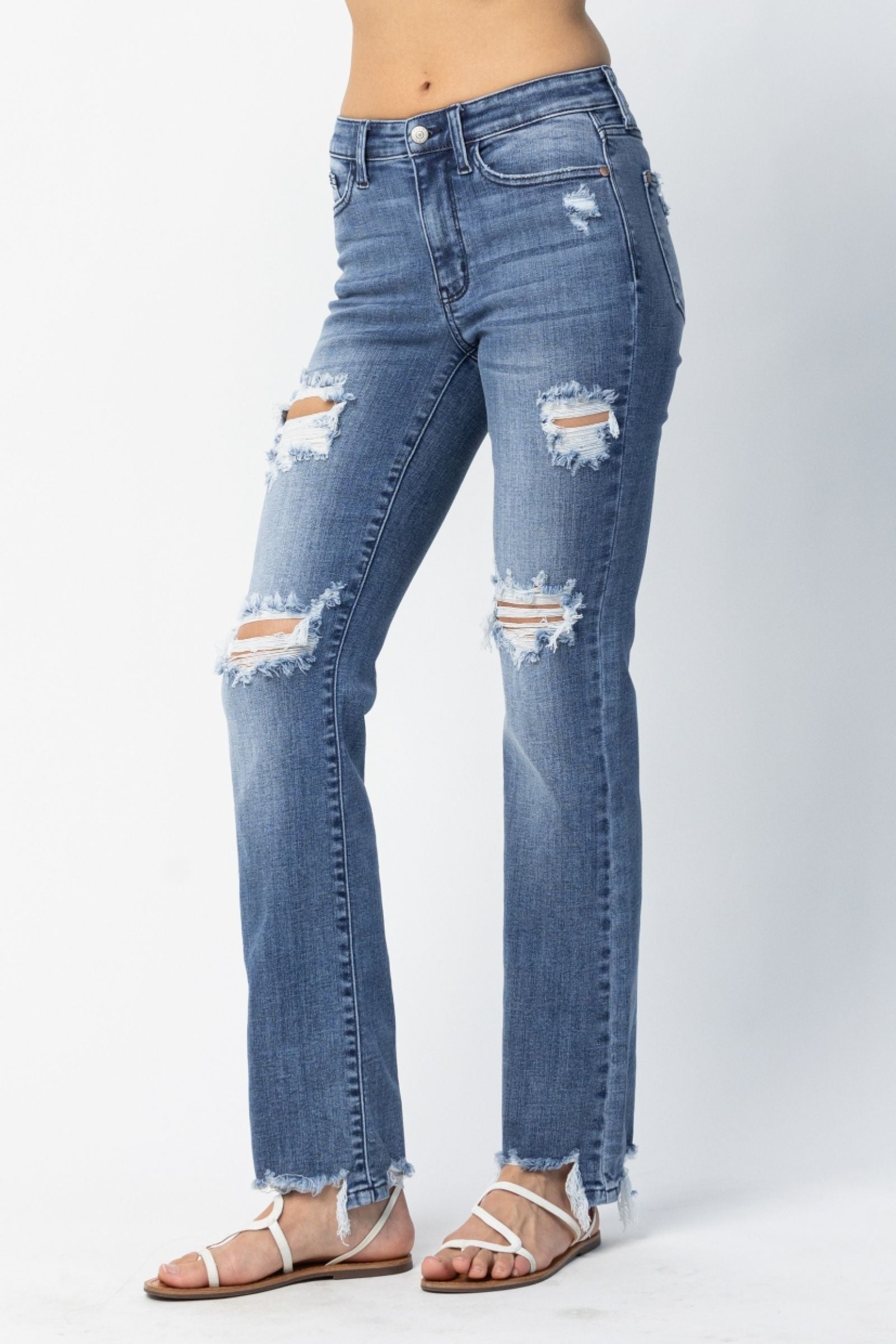 Judy Blue Destroyed Straight Cut Jeans