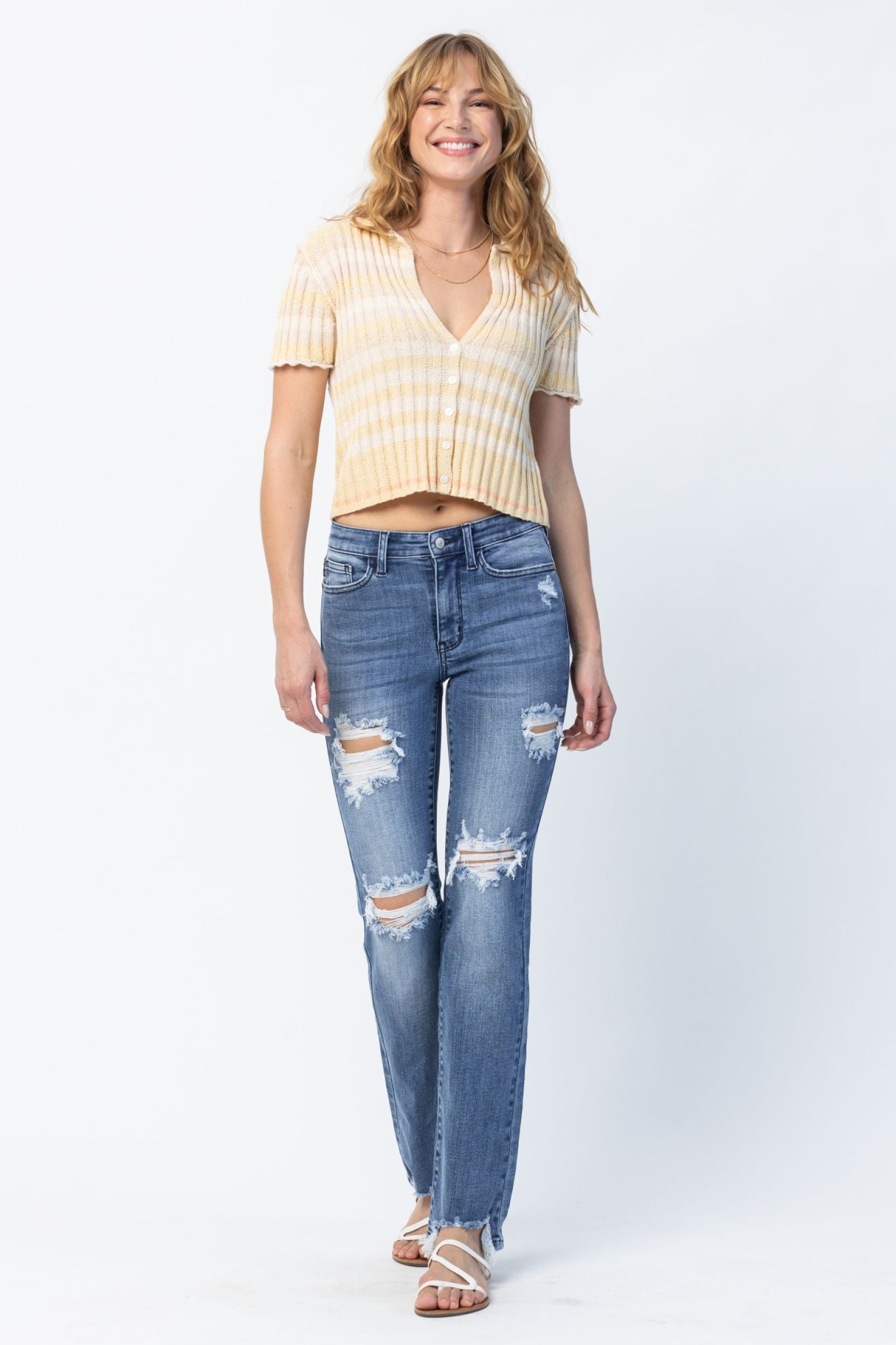 Judy Blue Destroyed Straight Cut Jeans