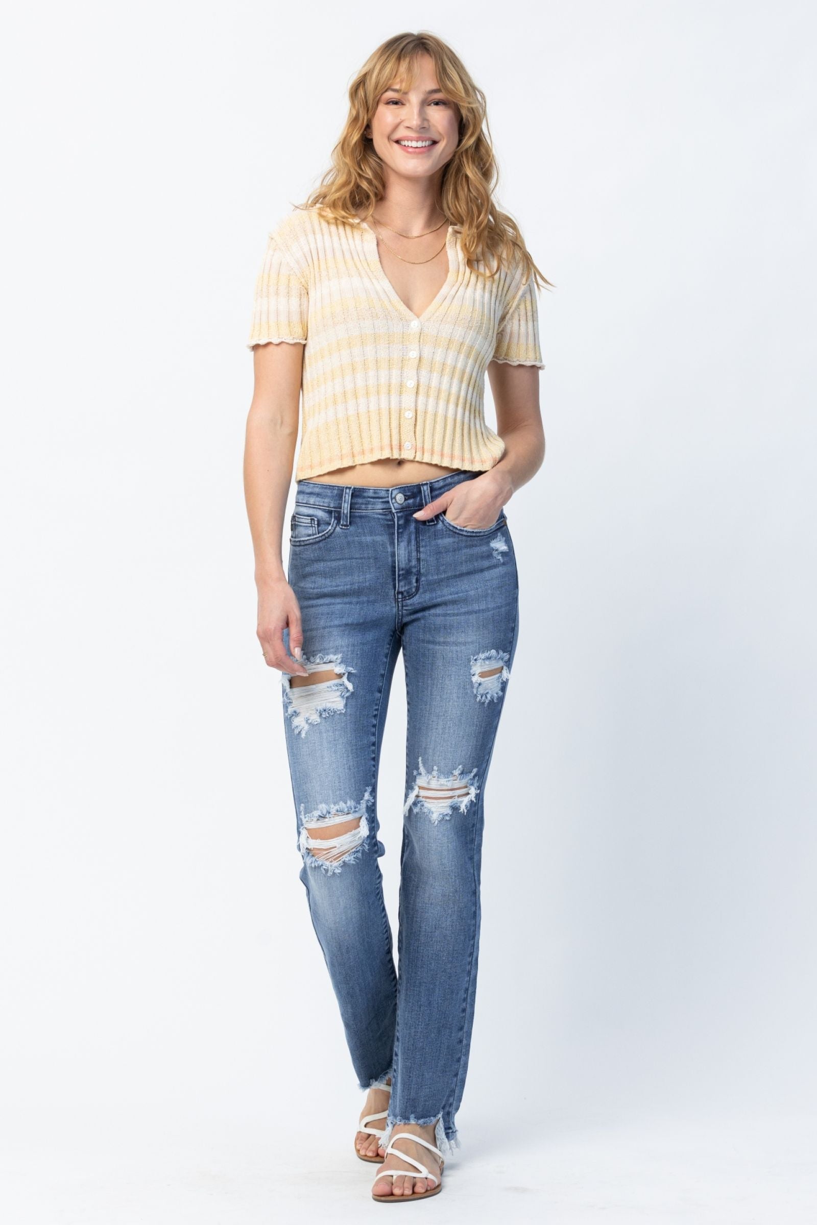 Judy Blue Destroyed Straight Cut Jeans