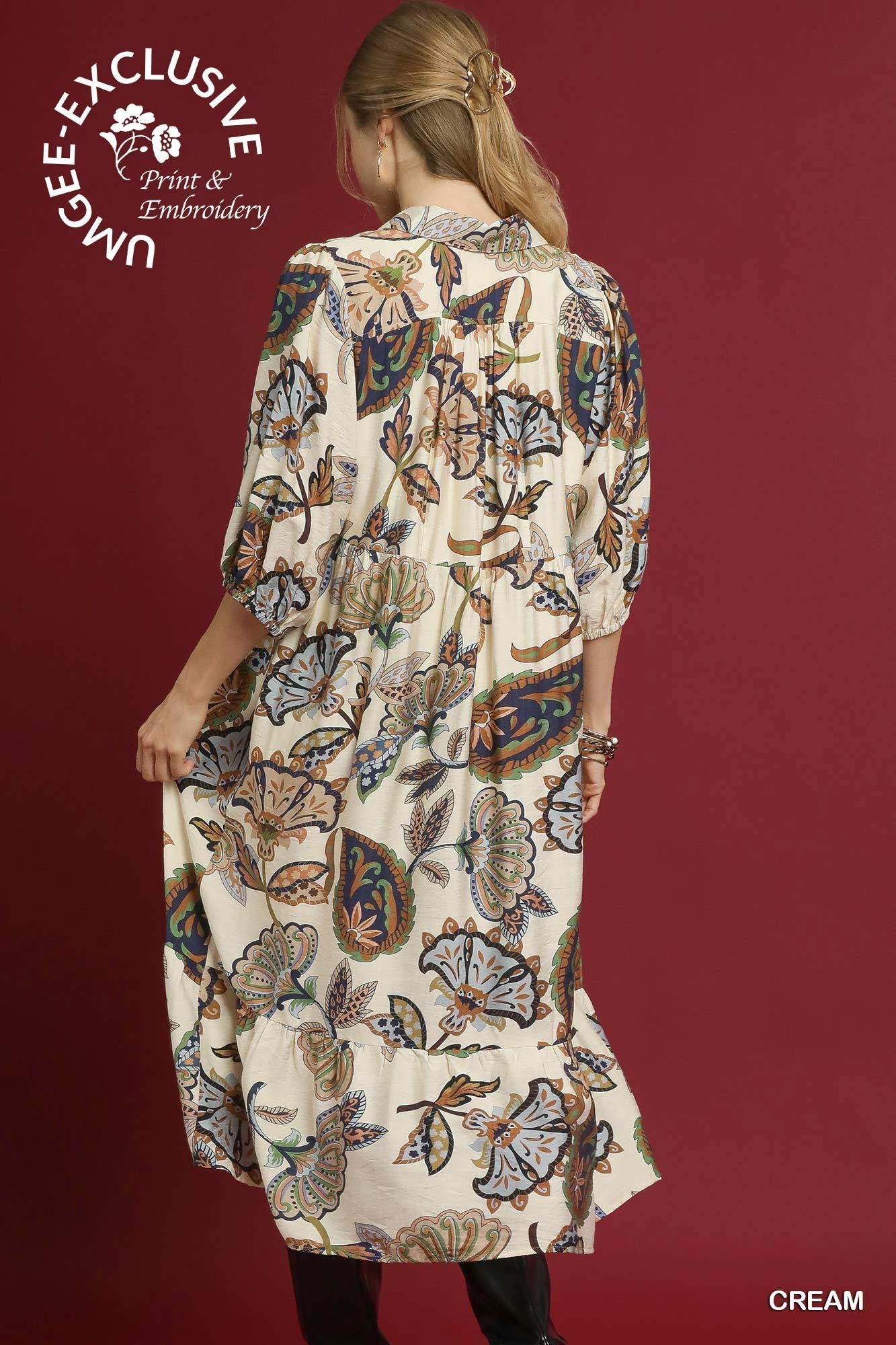 Boho Paisley Tiered Midi Dress