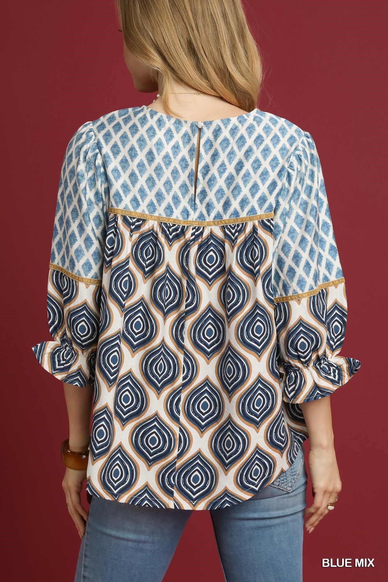 Retro Geometric Print Top
