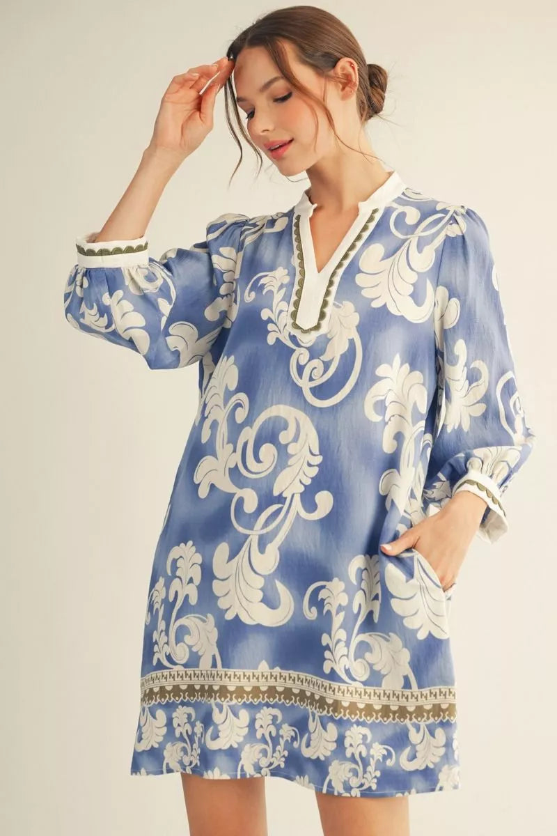 Boho Print Shift Dress