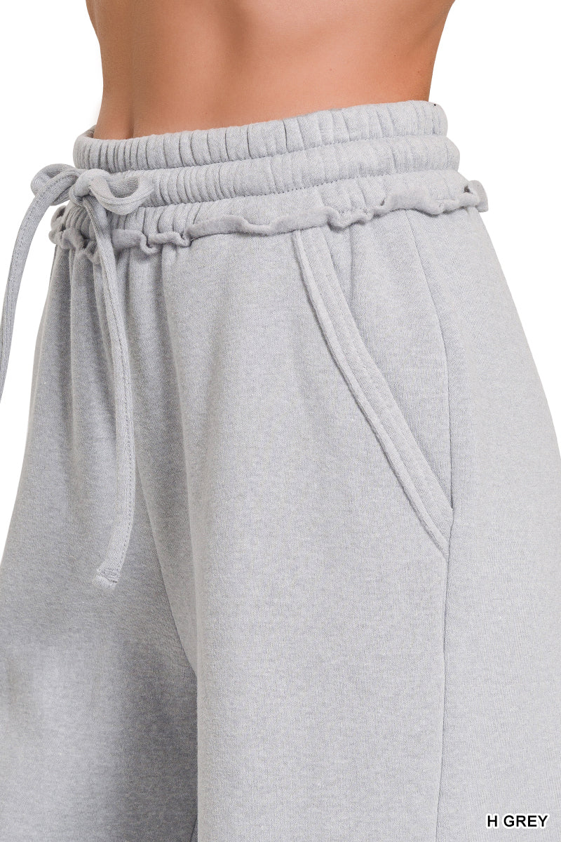 Fleece Exposed Seam Wide-Leg Sweatpants