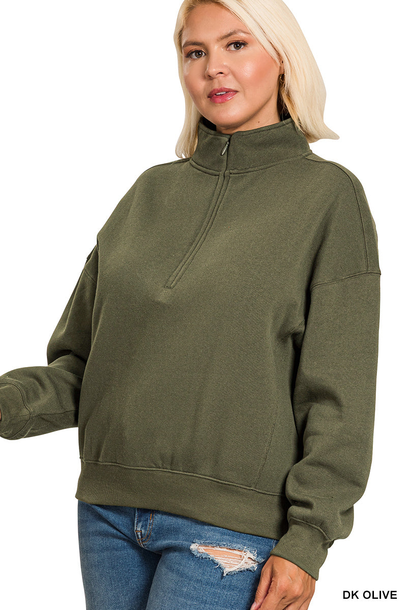 Plus High Neck Half Zip Sweatshirt