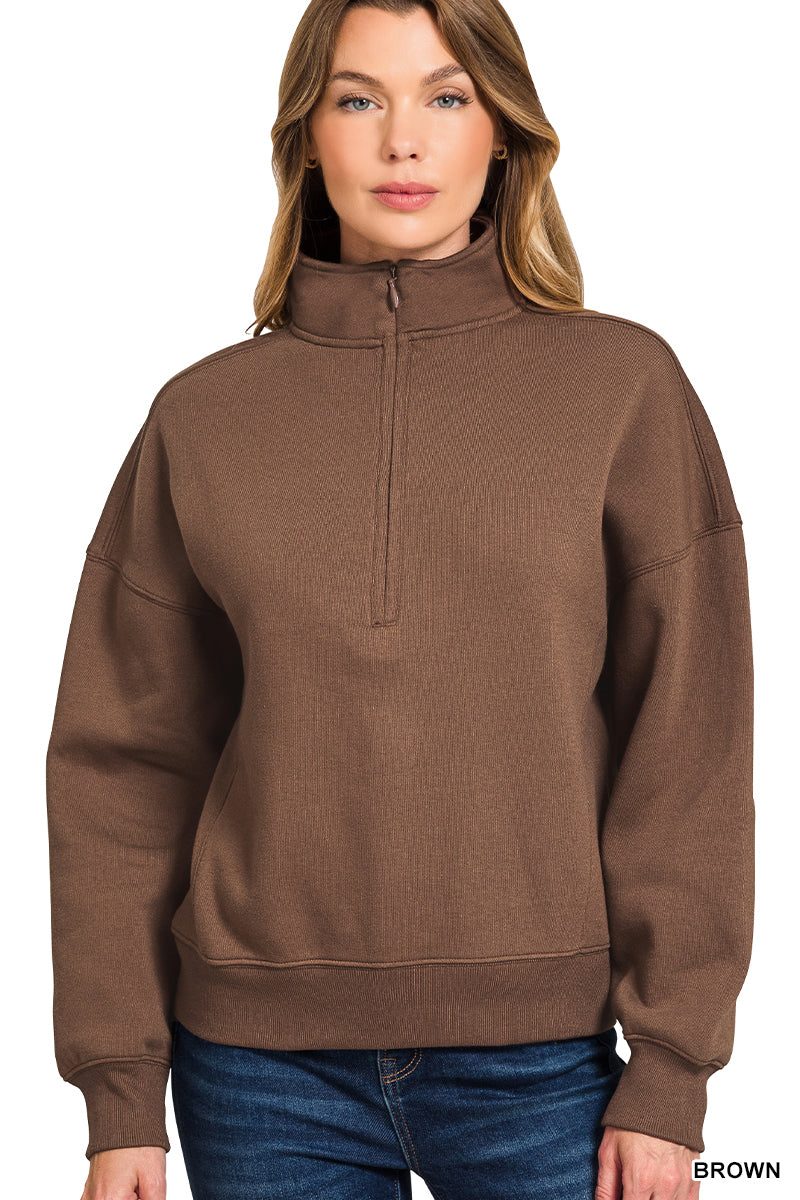 High Neck Half Zip Sweatshirt