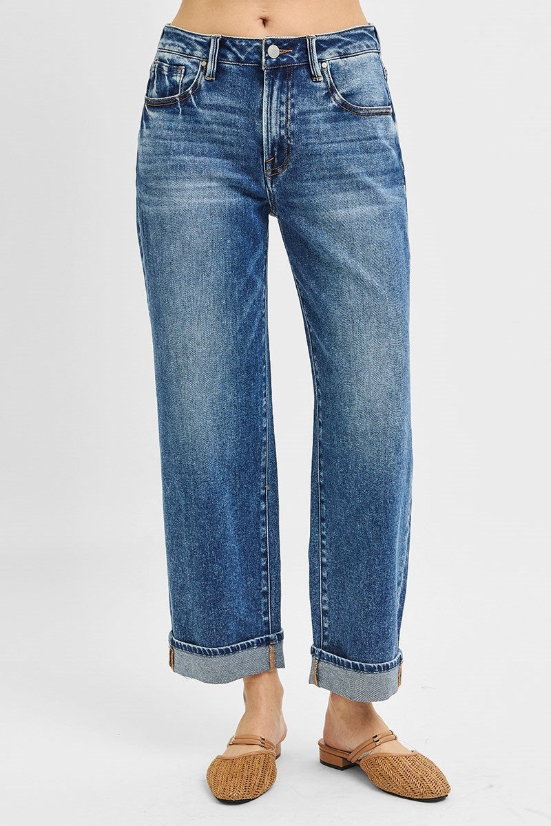 Risen Ankle Boyfriend Cuffed Jeans