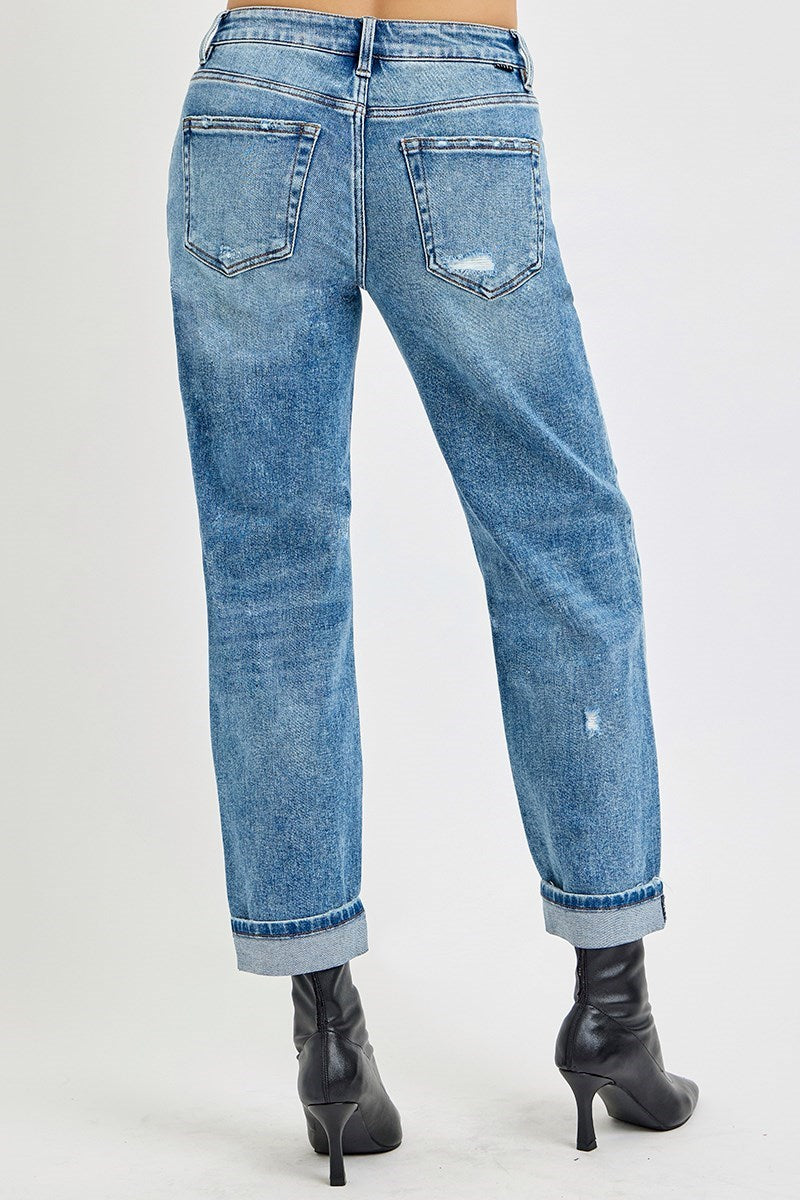 Risen Ankle Boyfriend Distressed Jeans