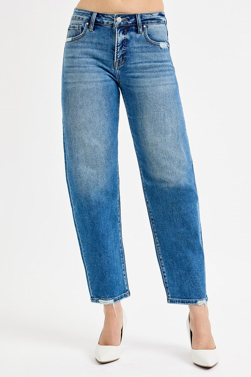 Risen Ankle Slim Barrel Jeans