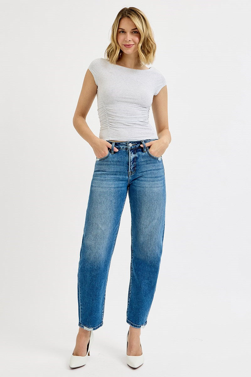 Risen Ankle Slim Barrel Jeans