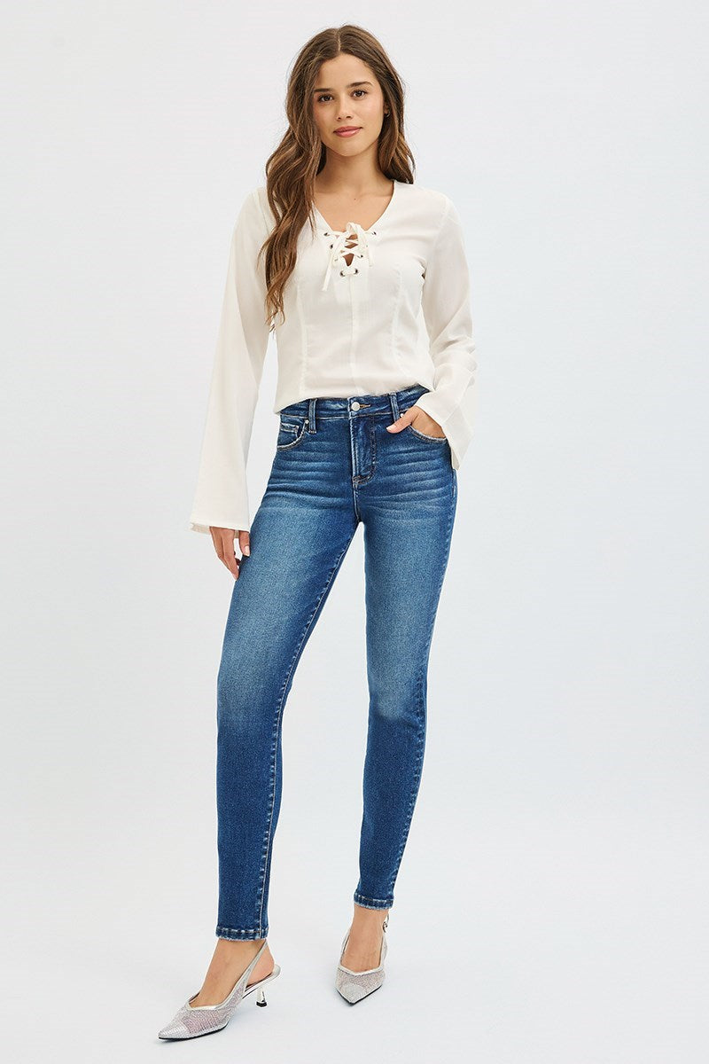 Risen Mid Rise Ankle Skinny Jeans
