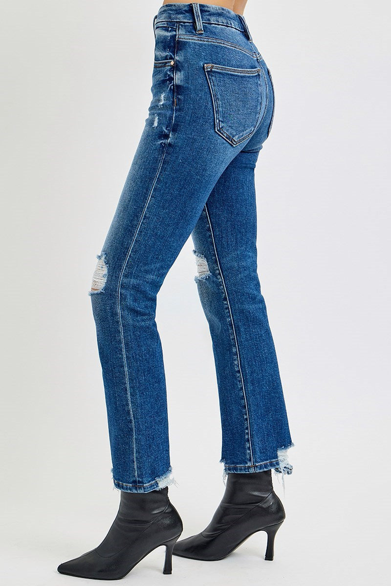 Risen High Rise Crop Straight Jeans