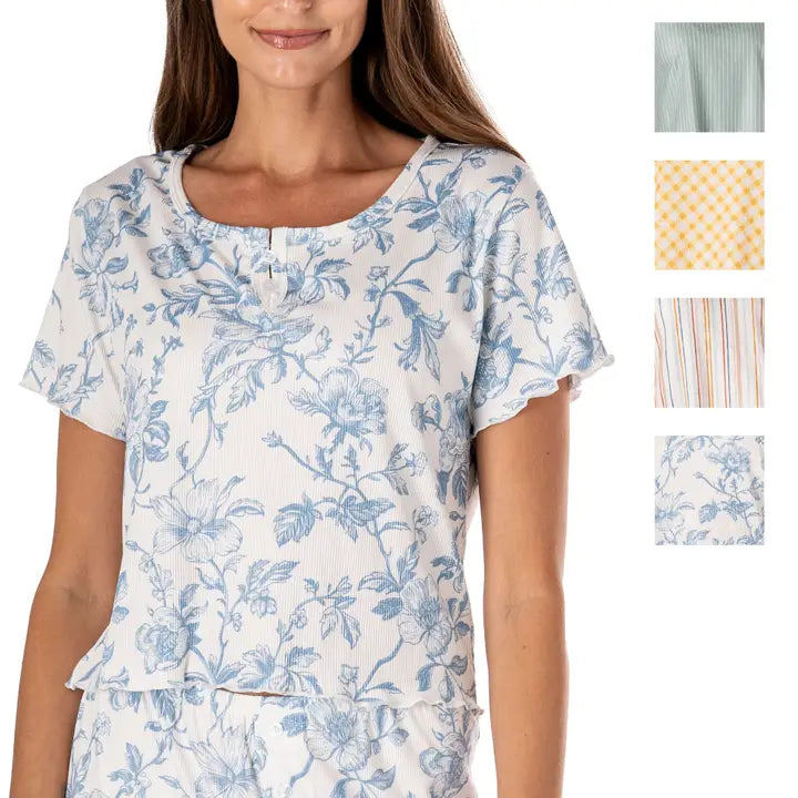 Hello Mello Spill The Tea Ribbed Pajama Top