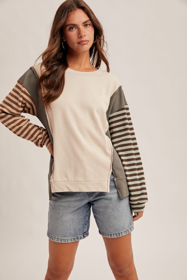 Color Block Dolman Sleeve Knit Top