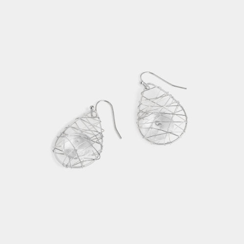 Wire Wrap Cage Silver Dangle Earrings