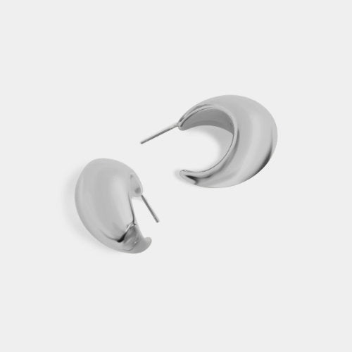 Silver Thick Hoop Earrings