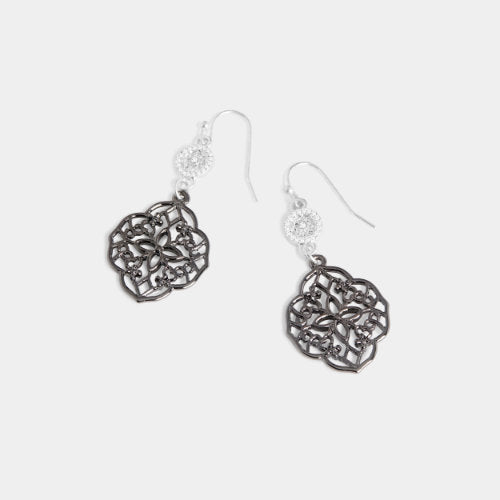 Gunmetal Dazzling Filigree Drop Earrings