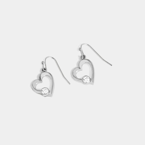 Silver Simple Heart Dangle Earrings